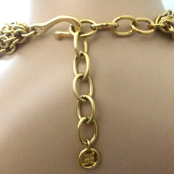 Vintage GIVENCHY Multi Strand Gold Tone Faux Pearl Statement Necklace - Picture 5 of 7